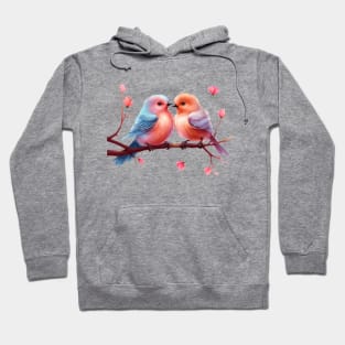 Valentine Kissing Thrush Bird Couple Hoodie